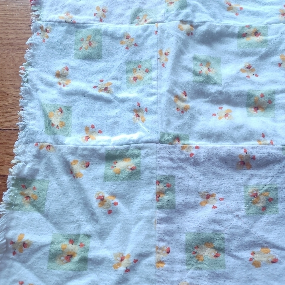 Handmade Reversible Quilted Rag Patchwork Blanket Bedding Play Mat Duck Pattern - Picture 9 of 11
